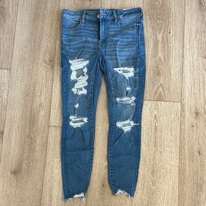 American Eagle Outfitters Ripped Blue Skinny Jeans